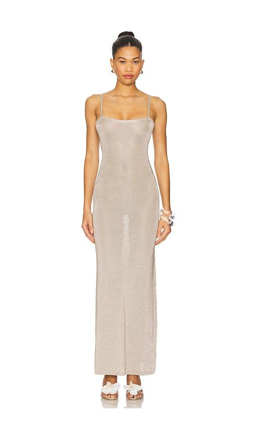 superdown dalilah maxi dress in metallic silver. - size l (also in m)