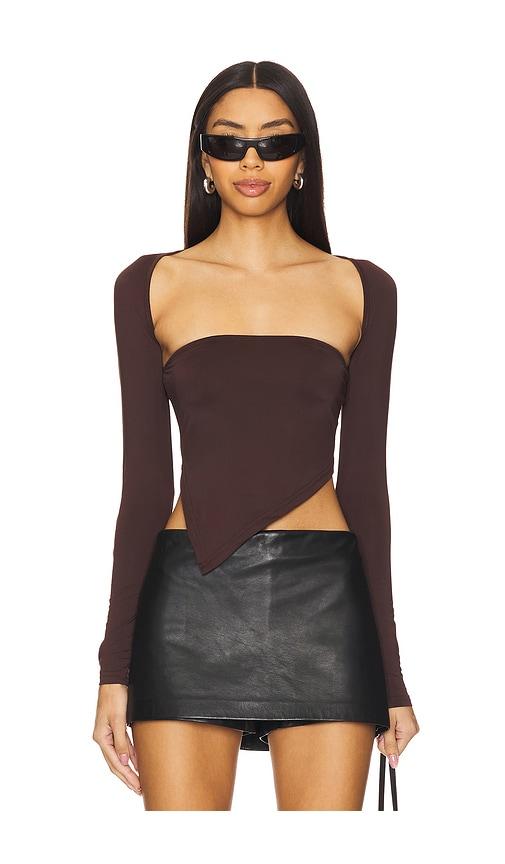 superdown dax shrug top in chocolate. - size m (also in xs, s)