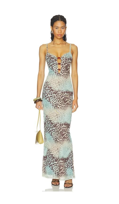 superdown edie maxi dress in blue,brown. - size xs (also in xxs)