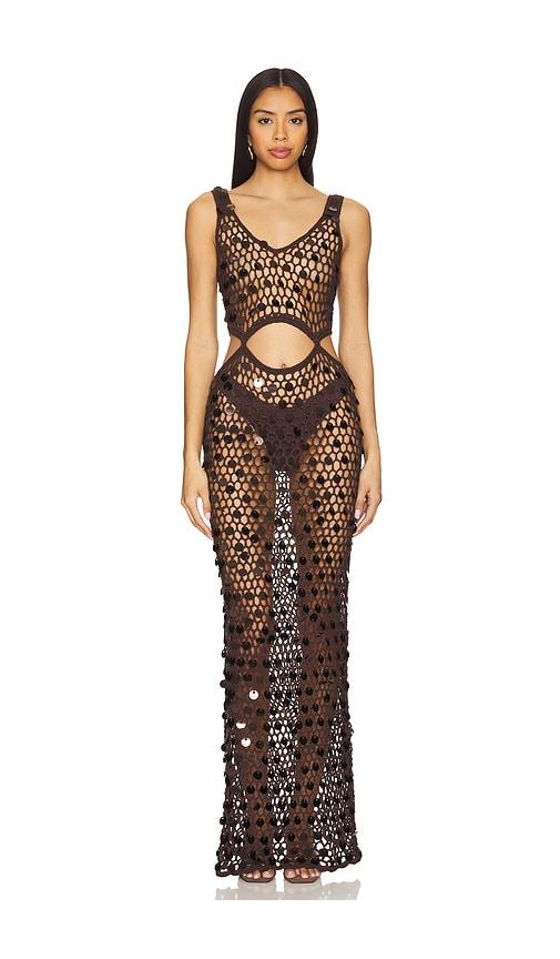 superdown elena maxi dress in brown. - size s (also in xs)