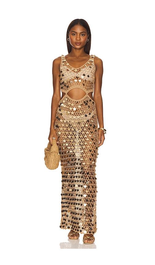 superdown elena maxi dress in nude. - size s (also in xs)