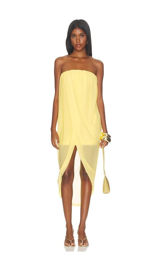 superdown ellis strapless midi dress in yellow. - size s (also in xs)