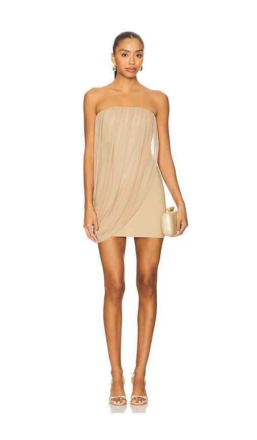 superdown elodie mini dress in beige. - size l (also in xxs, xs, m)