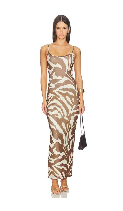 superdown emmaline maxi dress in brown,cream. - size m (also in xxs)