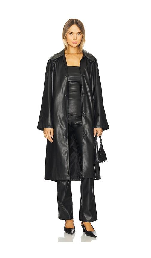 superdown francine faux leather coat in black. - size l (also in s, xs, m)