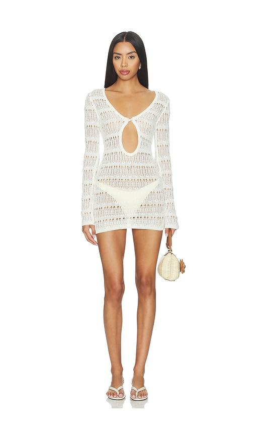 superdown franny crochet mini dress in white. - size l (also in m)