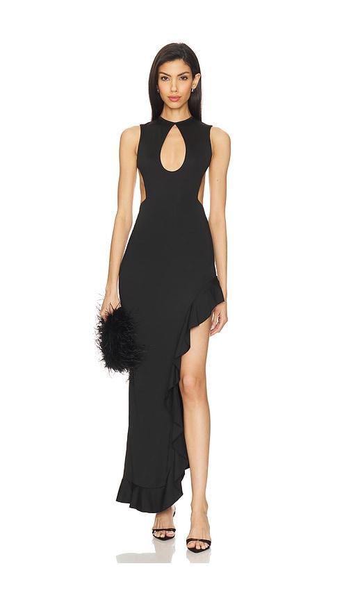 superdown frany backless maxi dress in black. - size l (also in m)