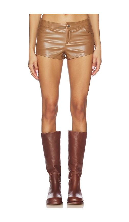 superdown gianna faux leather shorts in tan. - size l (also in m, s, xs)