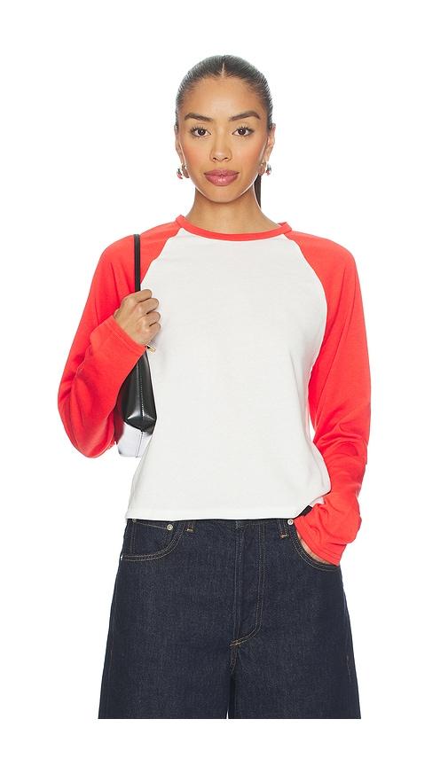 superdown gina baseball tee in red,white. - size l (also in xxs, xs, s, m, xl)