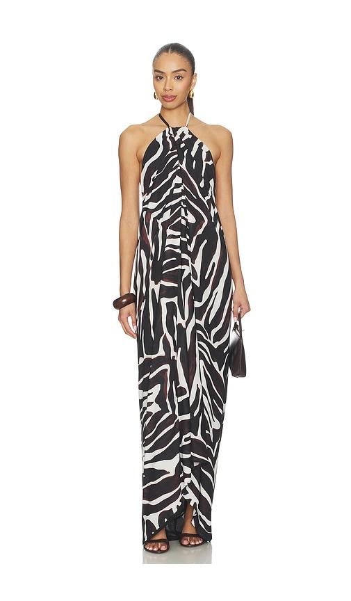 superdown jaslynn halter maxi dress in chocolate,white. - size m (also in s, xs)