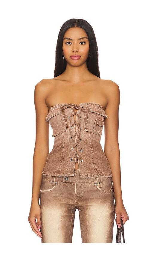 superdown jasmine tube top in brown. - size l (also in m, xl, xs)