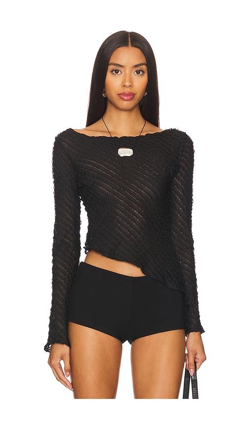 superdown jayne long sleeve top in black. - size l (also in xs, s, m, xxs)