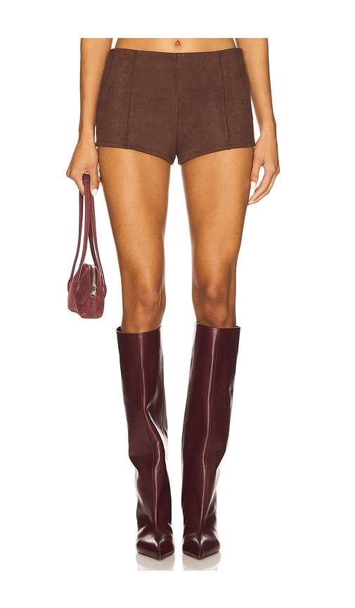 superdown jessica faux suede short in brown. - size l (also in xs, xxs, s, m, xl)
