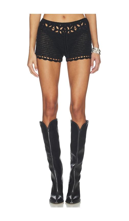 superdown julianna crochet short in black. - size l (also in m, s, xs)