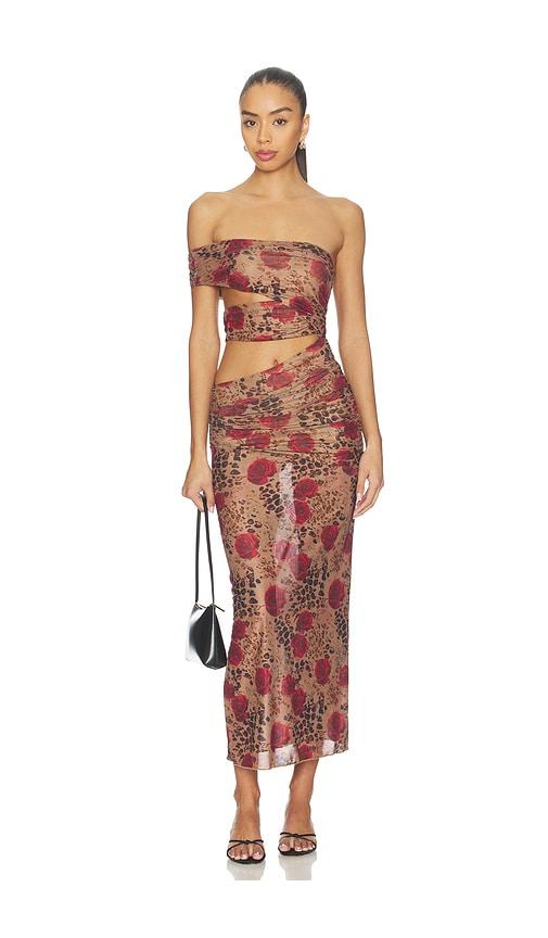 superdown kai maxi dress in red,brown. - size l (also in xl)