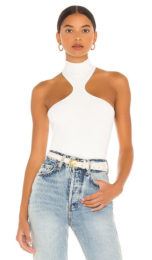 superdown kallie halter bodysuit in white. - size m (also in xs, s, l)