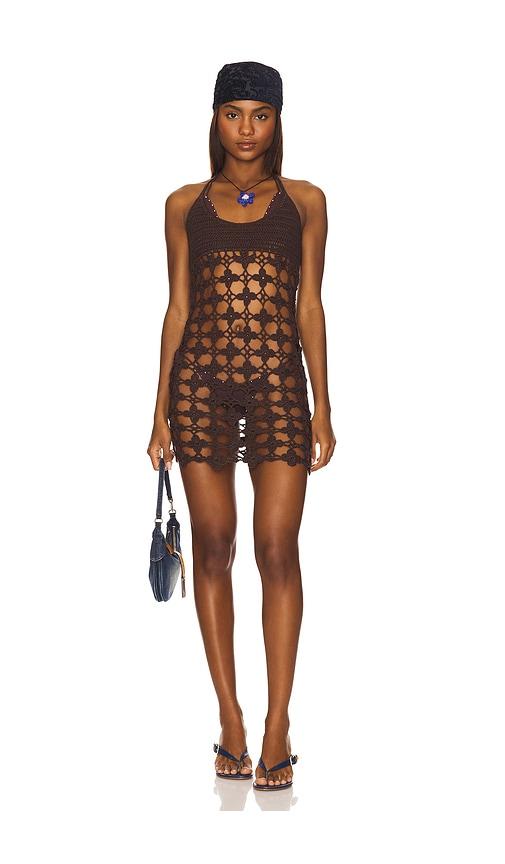 superdown karol mini dress in chocolate. - size l (also in m)