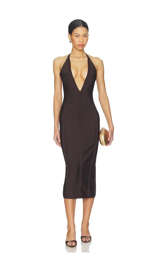 superdown kass bandage midi dress in brown. - size m (also in s)