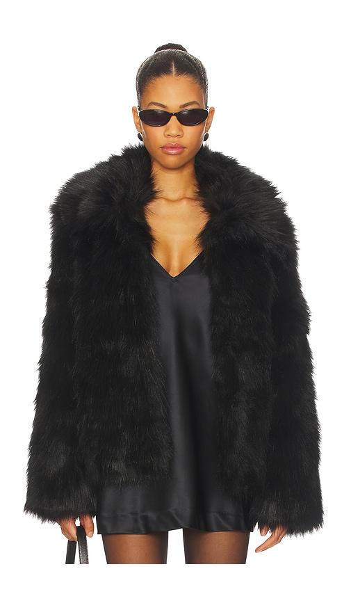 superdown kennedy faux fur coat in black. - size l (also in xxs)