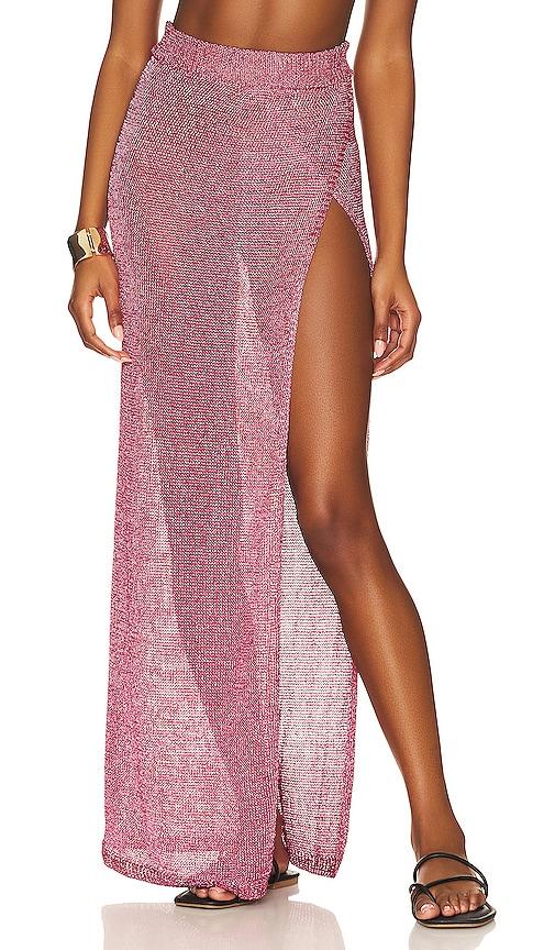 superdown keva wrap maxi skirt in pink. - size m (also in xs, s, l)