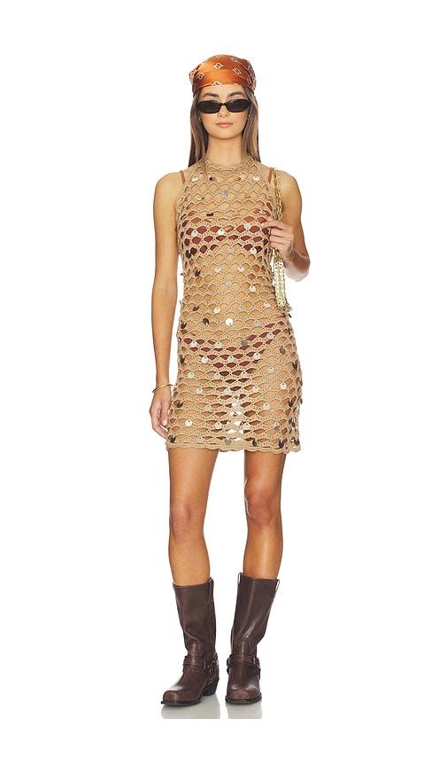 superdown kippa halter mini dress in nude. - size l (also in xs, s, m)