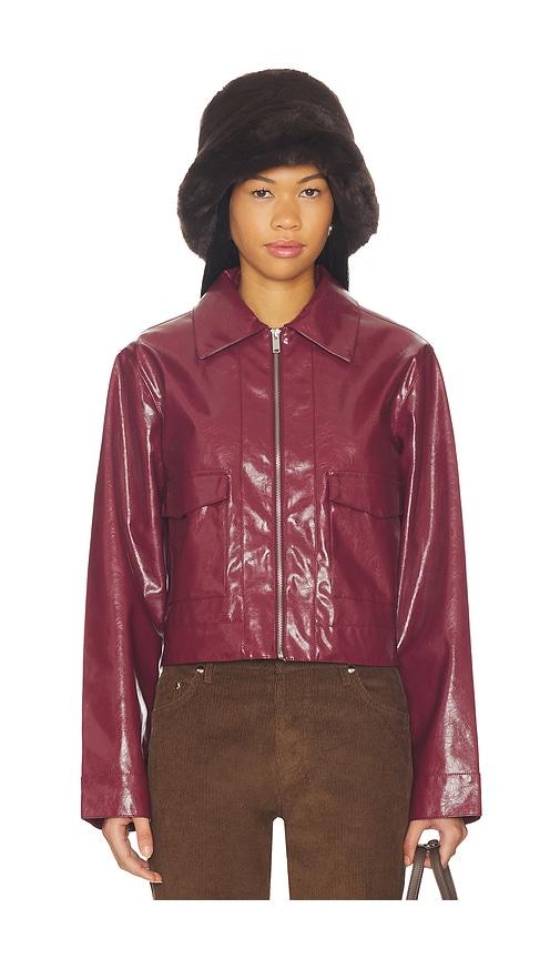 superdown leighton faux leather jacket in wine. - size l (also in s, xxs, xs, m)