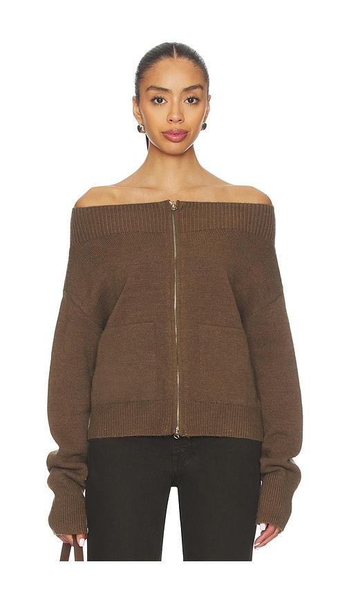 superdown lena off shoulder sweater in brown. - size m (also in xs, s)