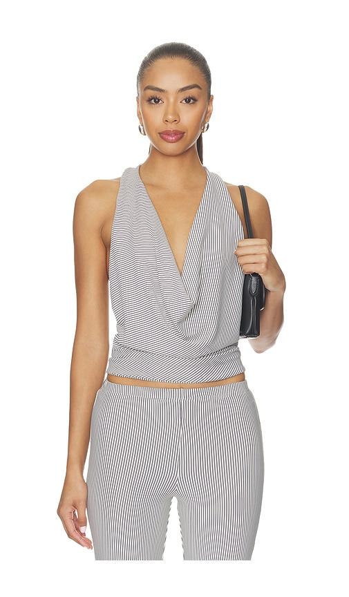superdown libbie drape top in grey. - size l (also in xxs, xs, s, m, xl)