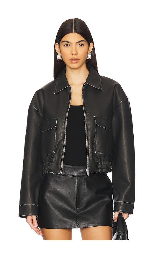 superdown lolo faux leather jacket in black. - size l (also in xl)