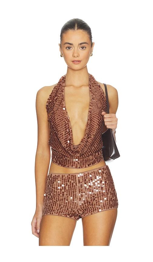 superdown luca halter top in brown. - size l (also in xxs, xs, s, m, xl)