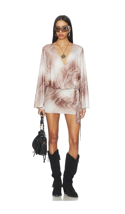superdown maree drape mini dress in brown. - size l (also in xs, s, m)