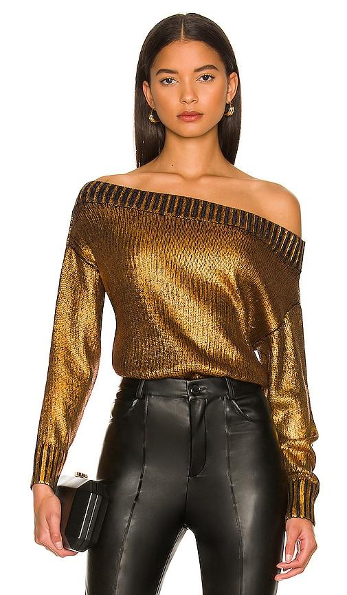 superdown marla sweater in metallic copper. - size l (also in m, s, xs)