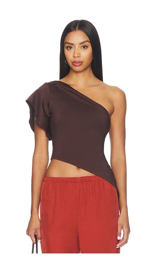 superdown marlene asymmetrical top in brown. - size l (also in m, s, xl, xs, xxs)