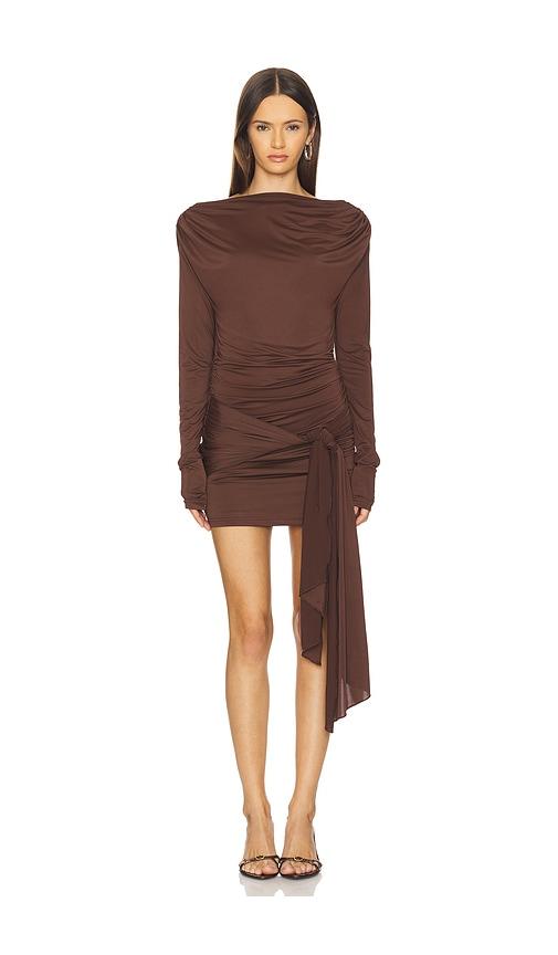 superdown miram mini dress in dark brown in brown. - size xs (also in xxs)