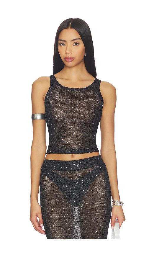 superdown miranda knit top in black. - size l (also in m, s)