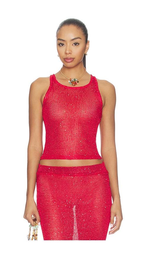 superdown miranda knit top in red. - size l (also in xs, s, m)