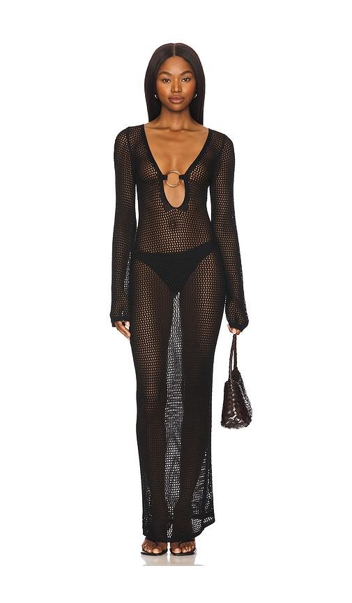 superdown odette maxi dress in black. - size l (also in m)