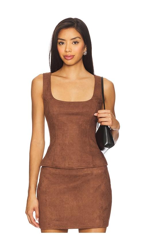 superdown patsie faux suede top in brown. - size m (also in s)