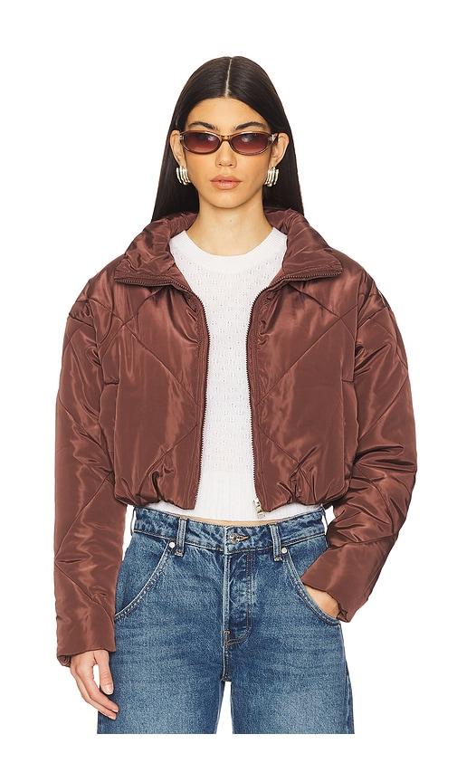superdown rania cropped jacket in brown. - size l (also in m)