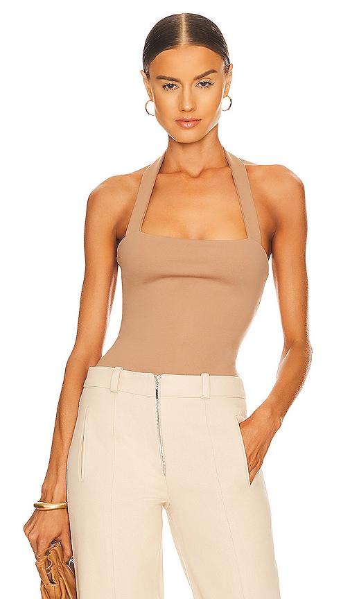 superdown reece halter bodysuit in nude. - size l (also in m, s, xl, xs, xxs)