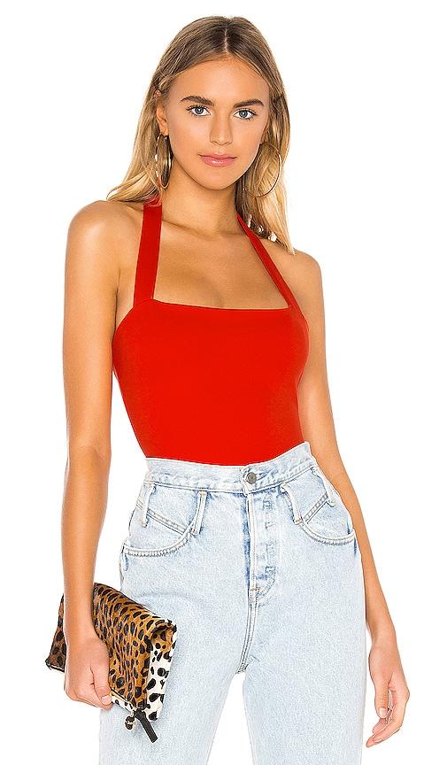 superdown reece halter bodysuit in red. - size m (also in xxs, xs, s, xl)
