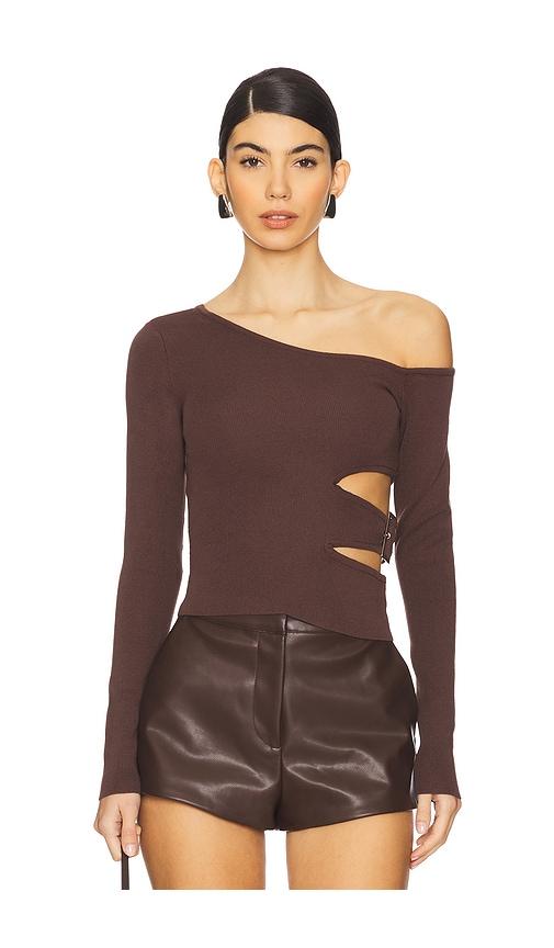 superdown romina long sleeve top in brown. - size l (also in m)