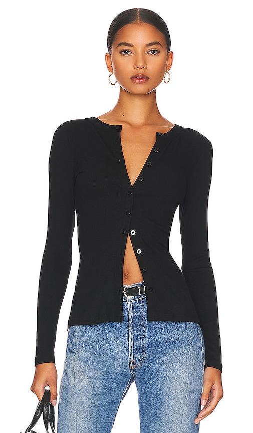 superdown sasha button top in black. - size m (also in xxs, xs, s, l)