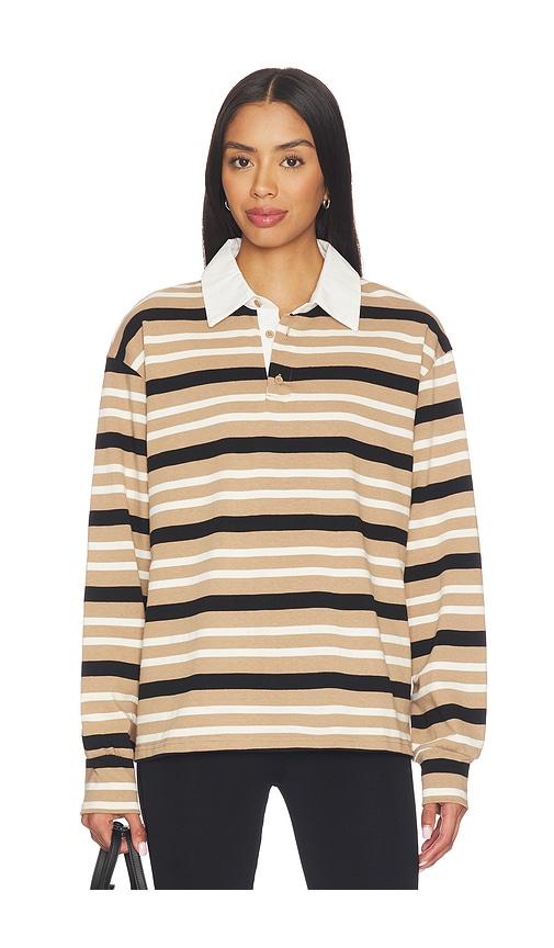 superdown sashia polo top in brown. - size l (also in m, s, xs)