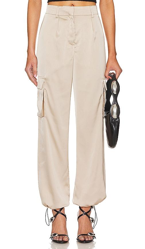superdown seleste drawstring jogger pant in taupe. - size l (also in xs, s, m, xl)