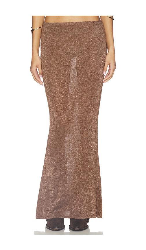 superdown shelly maxi skirt in brown. - size l (also in xs, s, m)