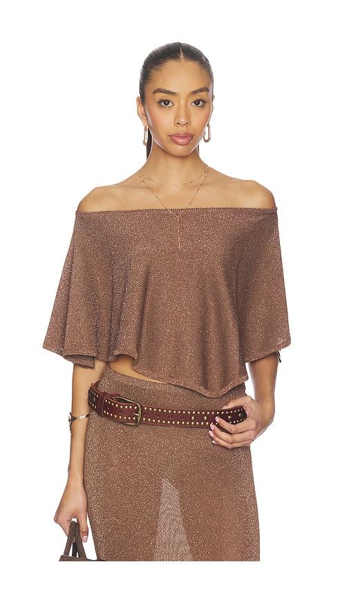 superdown shelly off shoulder top in brown. - size l (also in xs, s, m)