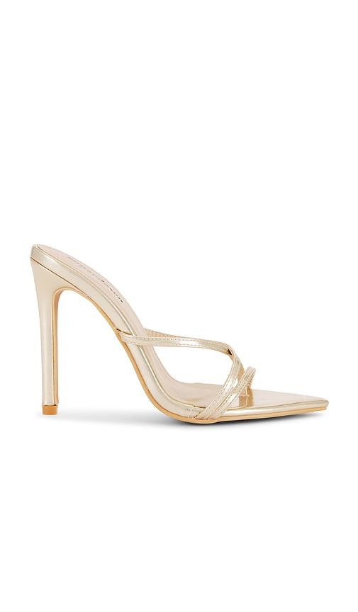 superdown sofia heel in metallic gold. - size 10 (also in 6, 9)