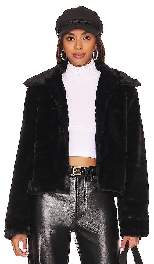 superdown tianna faux fur jacket in black. - size s (also in xxs)