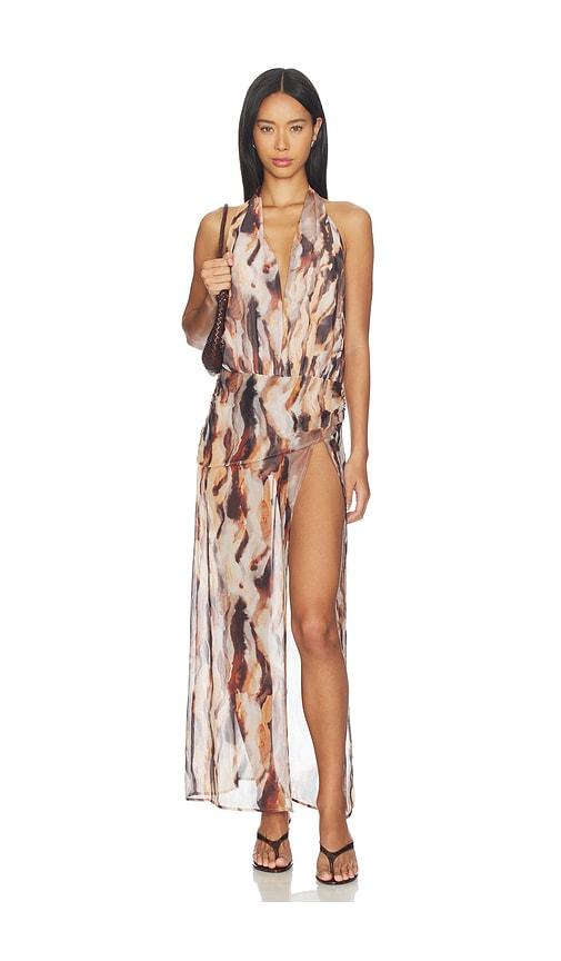 superdown tovianna halter maxi dress in brown. - size l (also in xs, s, m, xl)
